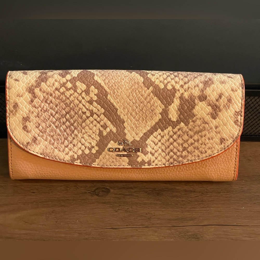 Coach Lambskin and Snake Detail Wallet